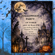 Moonlit Cemetery Halloween Party