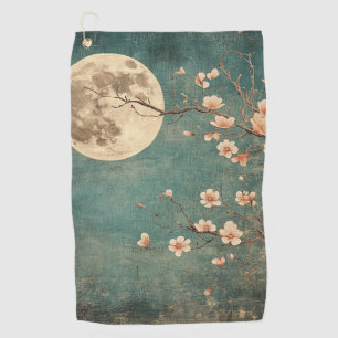 Moonlit Cherry Blossom Serenity Golf Towel