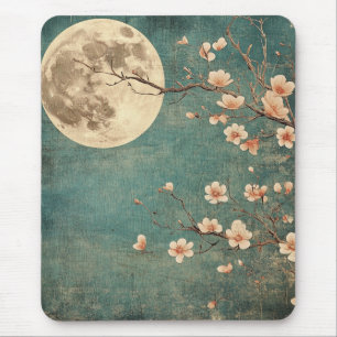 Moonlit Cherry Blossom Serenity Mouse Pad