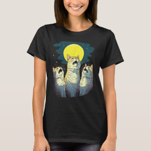 Moonlit Chorus Trio of Cats Singing Melodies T-Shirt