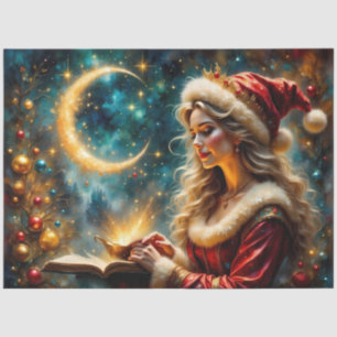 Moonlit Christmas Sorceress Magical Holiday Clause Tissue Paper