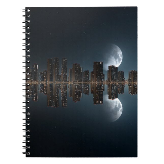 Moonlit City Reflections Notebook (Front)