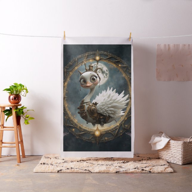 Moonlit Clockwork Swan – Keeper of Curious Dreams. Fabric (In Situ)