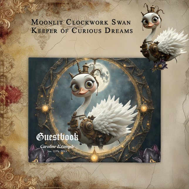 Moonlit Clockwork Swan – Keeper of Curious Dreams. Guest Book (Creator Uploaded)