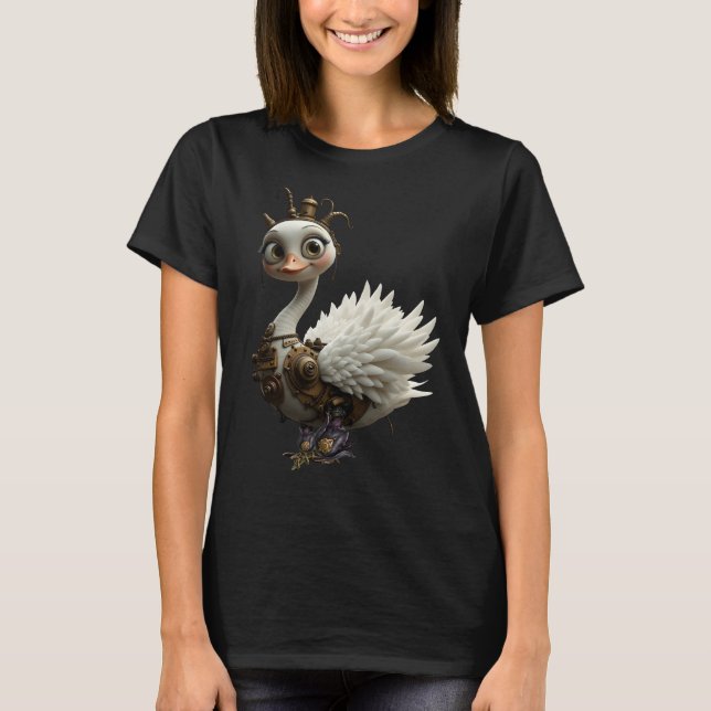 Moonlit Clockwork Swan – Keeper of Curious Dreams. T-Shirt (Front)