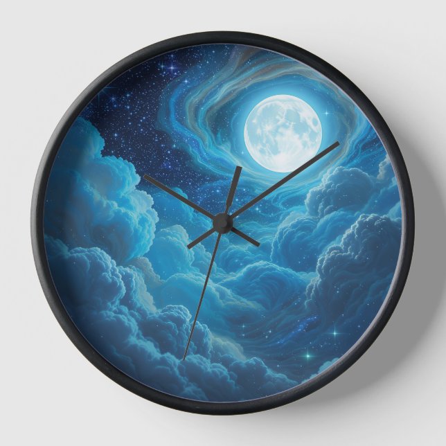 Moonlit Cloud Sky Wall Clock (Front)