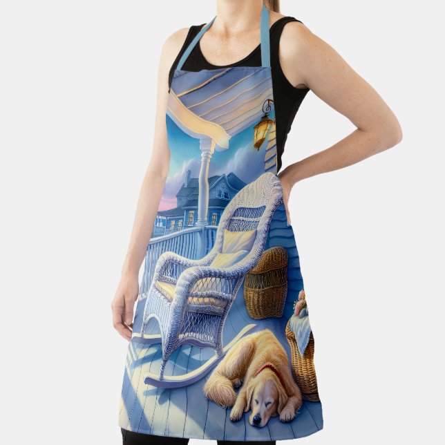 Moonlit Coastal Porch with Dog & Ocean View Apron (Insitu)