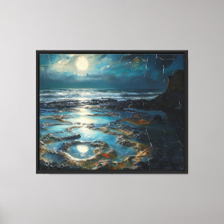 Moonlit Coastline Canvas Print