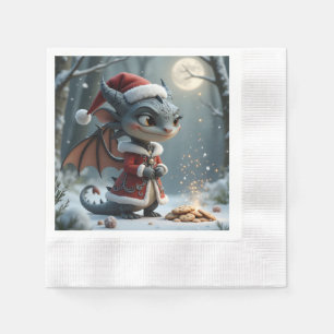 Moonlit Cookie Bandit – The Grey Christmas Dragon. Napkin