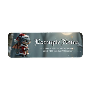 Moonlit Cookie Bandit – The Grey Christmas Dragon. Return Address Label