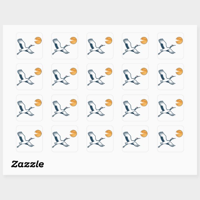 Moonlit Crane Square Sticker (Sheet)