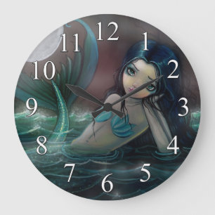 Moonlit Creek Cute Mermaid Wall Clock