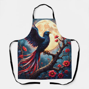 Moonlit Crimsonwing – Mystical Fantasy Bird. Apron
