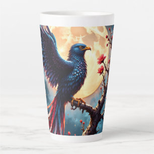 Moonlit Crimsonwing – Mystical Fantasy Bird. Latte Mug
