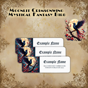 Moonlit Crimsonwing – Mystical Fantasy Bird. Return Address Label