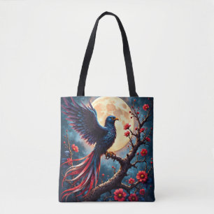 Moonlit Crimsonwing – Mystical Fantasy Bird. Tote Bag