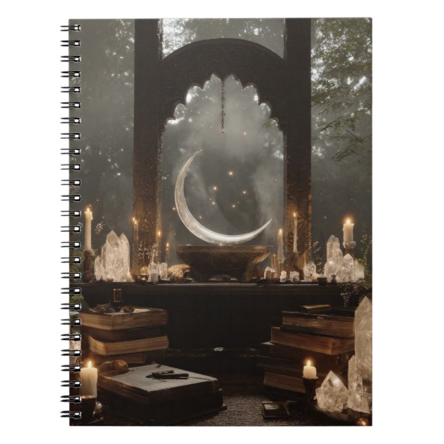 Moonlit Crystal Altar Mystical Notebook (Front)
