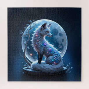Moonlit Crystal Fox – Guardian of Silent Dreams. Jigsaw Puzzle