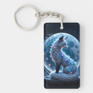 Moonlit Crystal Fox – Guardian of Silent Dreams. Key Ring