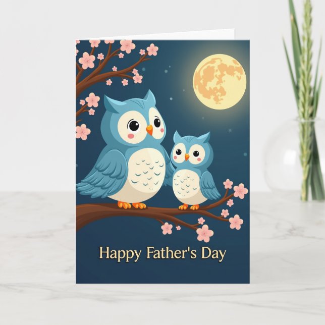 Moonlit Dads Day Branch Birds Card (Front)