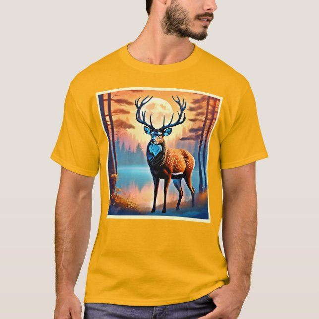 Moonlit Deer Stance T-Shirt (Front)