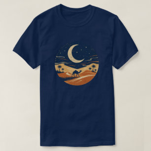 Moonlit Desert Camel Journey T-Shirt