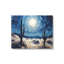 Moonlit Desert Premium Wrapped Canvas Wall Art 