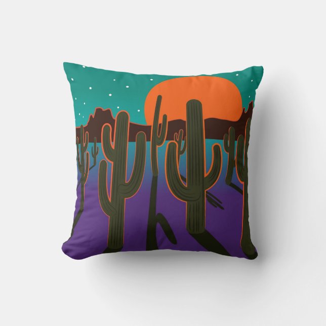 Moonlit desert with cactus. cushion (Front)