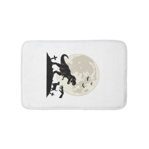 Moonlit Dinosaur Dog Graveyard Silhouette Shirt_1 Bath Mat