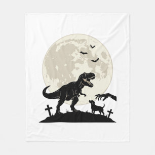 Moonlit Dinosaur Dog Graveyard Silhouette Shirt_1 Fleece Blanket