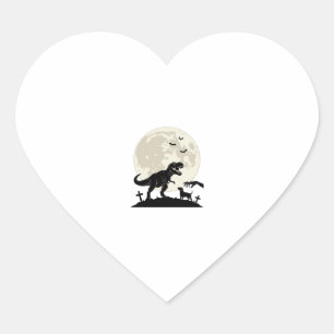 Moonlit Dinosaur Dog Graveyard Silhouette Shirt_1 Heart Sticker