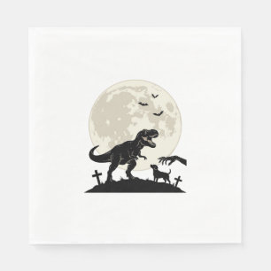 Moonlit Dinosaur Dog Graveyard Silhouette Shirt_1 Napkin