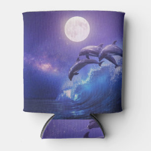 Moonlit Dolphins: Night Ocean Fantasy Can Cooler