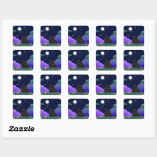Moonlit Dreamer Girl Square Sticker 
