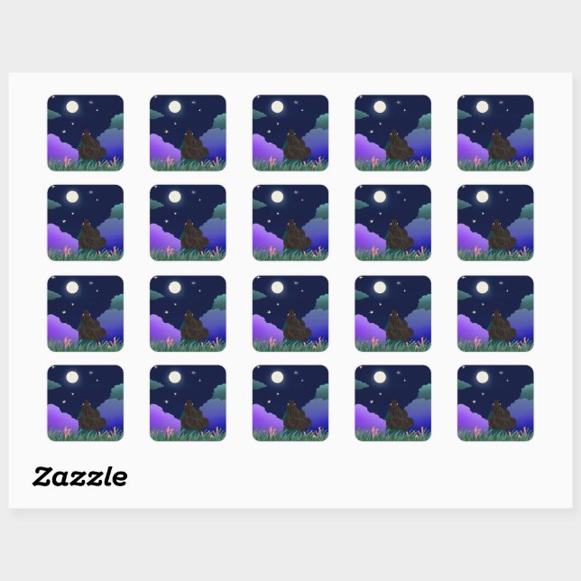 Moonlit Dreamer Girl Square Sticker  (Sheet)