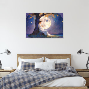 Moonlit Dreamer - Serene Night Sky Canvas Print
