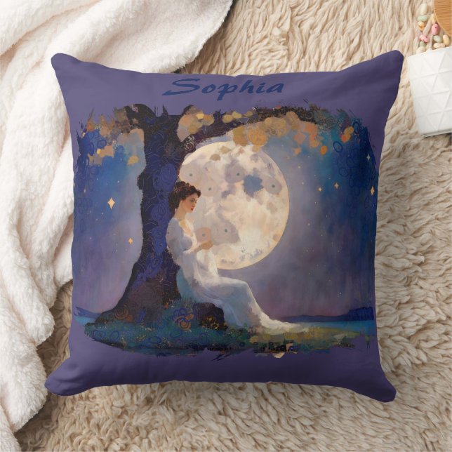 Moonlit Dreamer - Serene Night Sky Cushion (Blanket)