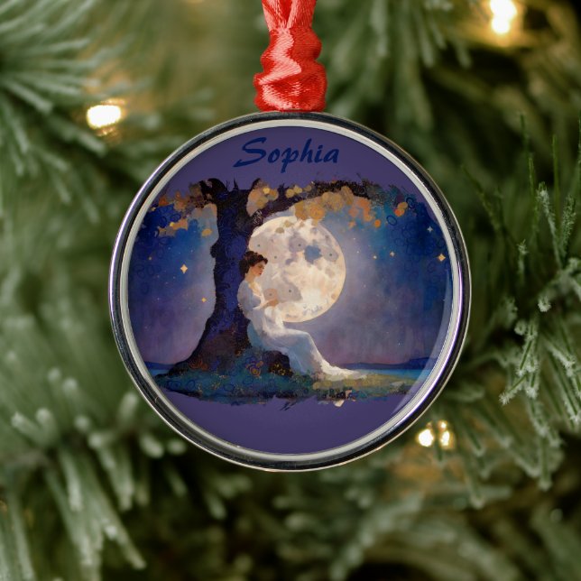Moonlit Dreamer - Serene Night Sky Metal Ornament (Tree)
