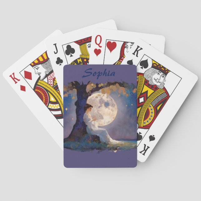 Moonlit Dreamer - Serene Night Sky Playing Cards (Back)
