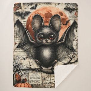 Moonlit Echo: The Velvet-Winged Sentinel Sherpa Blanket