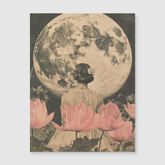 Moonlit Elegance - Back View of Woman with Moon (Front)