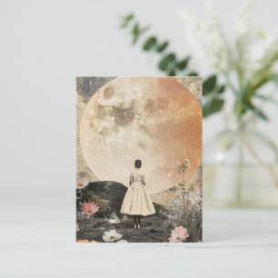 Moonlit Elegance - Back View of Woman with Moon 2 Postcard