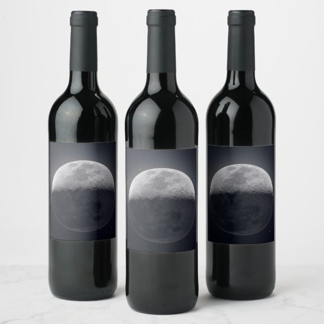 Moonlit Elegance: Wine Bottle with a Lunar Image Label (Bottles)