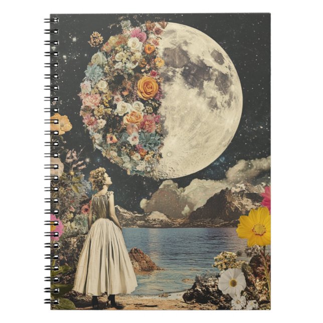 Moonlit Elegance - Woman with Moon (2) Notebook (Front)
