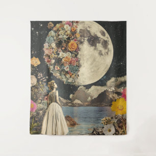 Moonlit Elegance - Woman with Moon (2) Tapestry