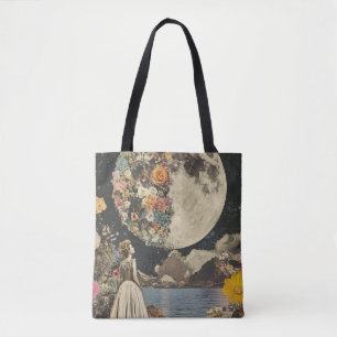 Moonlit Elegance - Woman with Moon (2) Tote Bag
