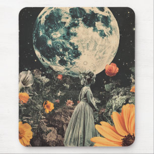 Moonlit Elegance - Woman with Moon (3) Mouse Pad