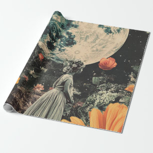 Moonlit Elegance - Woman with Moon (3) Wrapping Paper