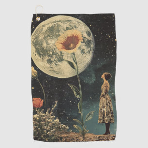 Moonlit Elegance - Woman with Moon Golf Towel