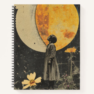 Moonlit Elegance - Woman with Moon Notebook